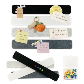 Pack of 8 Black-White-Grey Pin Board Bar Stripes Cork Board, Felt Pin Board with 40 Pieces Push Pins for Photo Hanging, Boards Bulletin Board, Wall Decoration for Office Kitchen