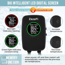 ZazaFi Aquarium Heater 200W, Fish Tank Heater with High-Temperature Protection and Turtle Tank Heater with Automatic Power-Off When Leaving Seawater or Freshwater.
