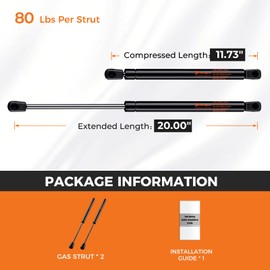 PAMAGOO ML3480 20 inch 80 lbs Gas Strut GS230080 Spring Shock Lift for RV Bed Storage Lid TV Cabinet Door RV Basement Door Tonneau Cover Motorhome Bay Door Engine 2 Pack
