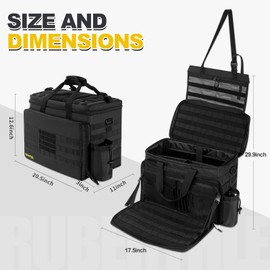 rubertyle Patrol Bag Law Enforcement Police Gear Bag Car Front Seat Organizer | Combination Lock Pouch | Tactical bag Molle System | fits 17" laptop | Heavy duty 1680D Oxford fabric | DIY Space