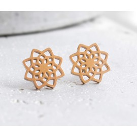 Flower ohrstecker - Rose Goldfarben - Edelstahl - Lebensblume - Blüte - Mandala - Boho - Filigran - Geometrisch