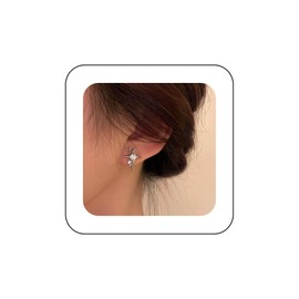 Cimenexe Bohemian Crystal Star Stud Earrings Silver Rhinestone Star Earrings Four Pointed Star Earrings Minimalist CZ Star Earrings Jewellery for Women Gifts, Zinc, No Gemstone