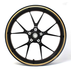 Wheel Rim Sticker, Rim Stripes Width 7 mm Matt Gloss, Carbon with Mounting Tool 16 / 17 / 18 / 19 Inch Accessories for Car, Motorcycle Rims Sticker (Gold)