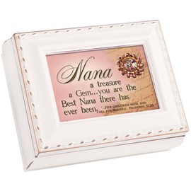 Cottage Garden Nana Treasure Blessed Ivory Rope Trim 4.5 x 3.5 Tiny Square Jewelry Keepsake Box