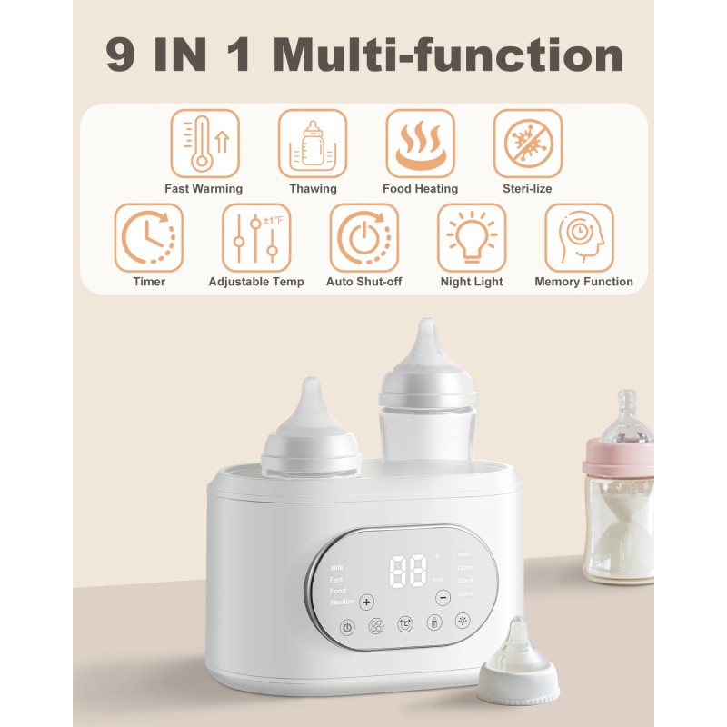 AMZBABYCHEF 10-in-1 Double Bottle Warmer,Accurat