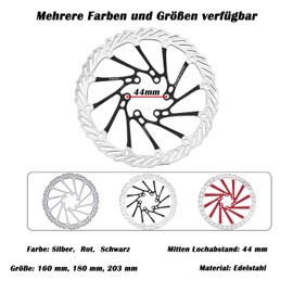 yongness Bicycle Brake Disc Rotor 160 mm 180 mm 203 mm Bicycle Brake Disc with 6 Screws Suitable for Road Bike Mountain Bike BMX MTB (Black 160 mm)