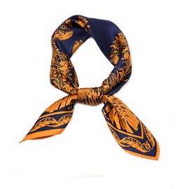 Pañuelo cuadrado 100% seda – 21 pulgadas x 21 pulgadas – Pañuelo impreso digital ligero (4 colores disponibles), Hojas azules y amarillas, 21in