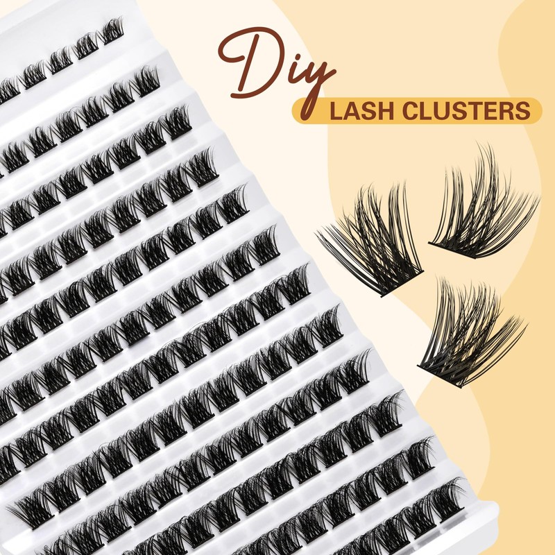 QUEWEL DIY Lash-Extensions Kit MIX10-18mm Lash-Clusters with Bond&Seal Super Hold,