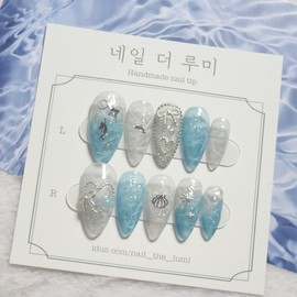 Bada, Yunseul  Handmade nail tip - long stiletto / 바다, 윤슬  수제네일팁 - 롱 스틸레토