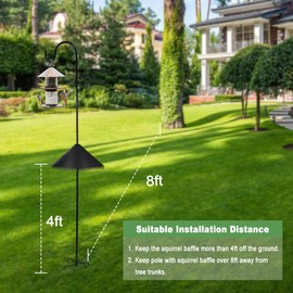 Squirrel Baffle for Bird Feeder Pole, 19" Black Pricked Edge 2025 Outdoor Pole Mount Bird Food Guard Squirrel Stopper for Shepherd Hook, 1 Pack