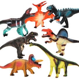 Generic 7 Pcs Jumbo Soft Realistic Dinosaur Toys Set Dinosaur Playset include T-Rex, Stegosaurus, Monoclonius, Pterosaur Dinosaur Toy for Kids and Toddlers Dinosaur Party Favors