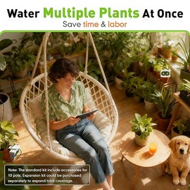 Easy-Setup Automatic Plant Watering System for Indoor & Outdoor Pots – Battery Powered Drip Irrigation Kit with Adjustable Water Output, IP54 Waterproof, Watering for 10–15 Plants, Beginner-Friendly