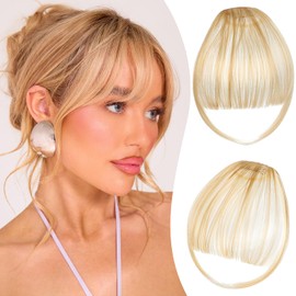 Leterly Clip in Bangs,Bangs Hair Clip for Women Wispy Bangs Fringe with Temples Hairpieces Fake Bangs Hair Extensions for Daily Wear Light Blonde Mix Bleach Blonde