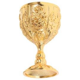 DOITOOL - Cáliz clásico medieval: taza de cáliz pequeña de 50 ml, copa de vino para renacentistas, aniversario de boda, novedad, vasos ceremoniales, 2.7 x 1.6 x 1.6 pulgadas, dorado