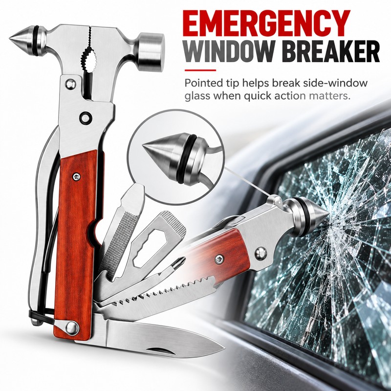 15-in-1 Car Emergency Multi-Tool for Roadside Use – All-Steel Safety