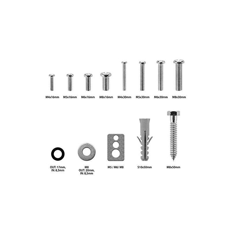 deleyCON VESA Screw Set 66 Pieces for TV Bracket Wall