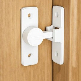 White Safety Door Lock Latch Hook Bolt for Front Door Security Device Drawer Lock 90 Degree/White
