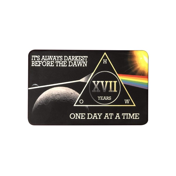 MYRECOVERYSTORE Dark Moon One Day at A Time AA Sobriety Square Chip with 7th Step Prayer (Years 1-50) Year 17