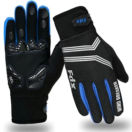 FDX Full Finger Winter Cycling Gloves - Warm Windproof, Mountain Bike Gloves Anti-Slip Padded Palm, Touchscreen, Breathable, Water Resistant MTB Racing and Running Mitts for Men Women (Blue, XL)