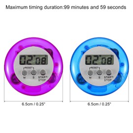 PATIKIL Round Digital Timer, Small Count Down/UP Clock with Magnetic, Big LCD Display Loud Sounds Minute Second Kitchen Timer for Games, Cooking, Blue Purple
