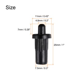 QUARKZMAN 7.5 mm Cabinet Door Repair Pins 24 Pieces Plastic Silencer Replacement Pins Spring Axle Loaded Pins Furniture Door Plate Connector for Roller Shutter Kitchen Cabinet Black