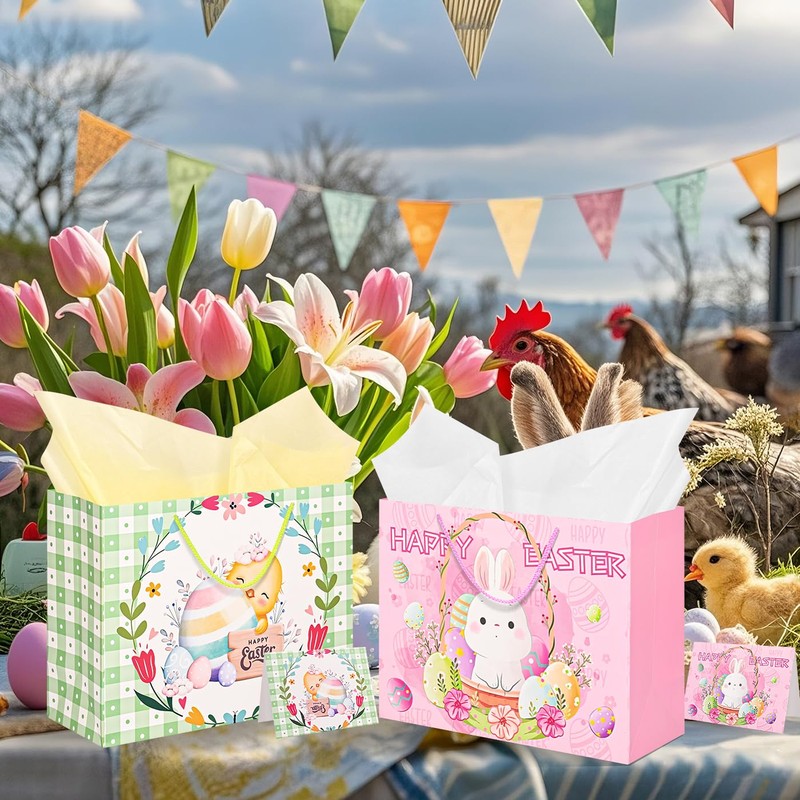 Nimbbex 2Pack Large Easter Bags for Kids, 13" Eggs Easter