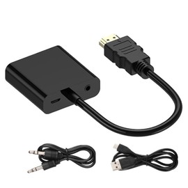 Roarrter HD 1080P -Compatible to VGA Converter with Audio Cable -Compatible to VGA Video Audio Cable for Laptop Projector