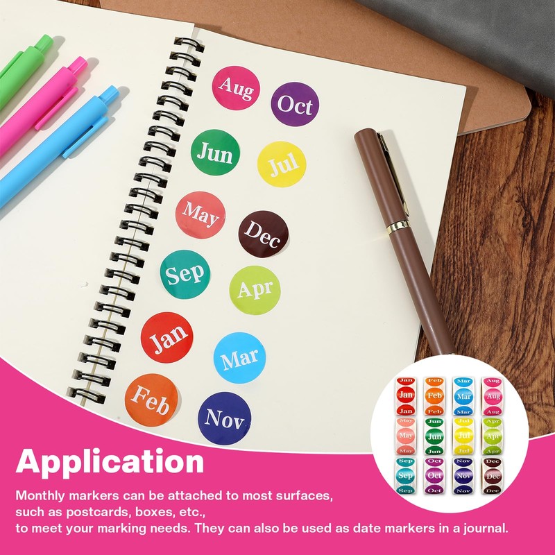 12000 Pcs Labels Round Month Stickers, 24 Rolls 1 Inch