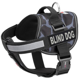 Dogline Unimax Dog Harness Vest with Blind Dog Patches Reflective No-Pull, Adjustable Straps, Breathable Neoprene for Medical, Service, Identification and Training Dogs Girth 15 to 19" Giraffe Gray