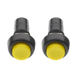 Momentary Push Button Switch 12mm Mini Miniature 125V Volt 3A Amp (Pack of 2) Panel Mount SPST Open ON OFF 2 Pin YELLOW ABS Round Button Solder Terminals for Model Railway DIY Electronics Projects