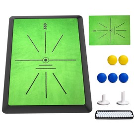 Golf Hitting Mat with Dual-Turf & Swing Feedback, Portable Golf Practice Mat with Anti-Slip Base for Indoor/Outdoor Use, Includes Ball Tray, 5 Balls & 2 Tees, Perfect Golf Mat for Chipping & Driving