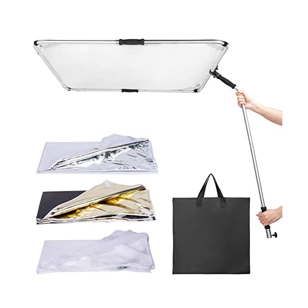 Fomito Portable Hand-held Light Reflector Flag 39x39 inch / 100x100cm
