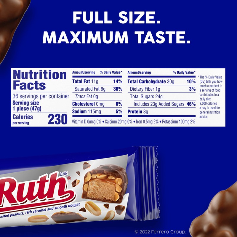 Baby Ruth, Chocolatey, Peanut, Caramel, Nougat, Share Size Individually Wrapped