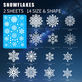 AHEONLAR 142PCS Christmas Window Static Cling Sticker, Snowflake Stickers Christmas Decorations, Waterproof Double-Sided Printed Xmas Window Clings Decals, Winter Stickers for Windows/Mirror/Fridge