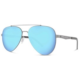 Abaco Daytona Polarized Sunglasses - Silver/Caribbean Blue Mirror
