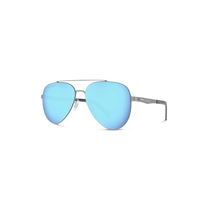 Abaco Daytona Polarized Sunglasses - Silver/Caribbean Blue Mirror