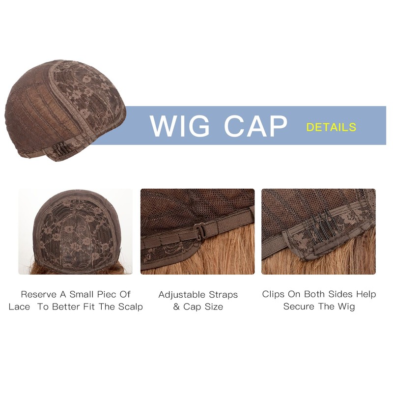 Long Dark Blonde Wavy Wig with Curtain Bangs for Women