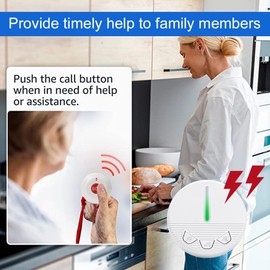 Caregiver Pager Emergency Button for Elderly Alert Button for Seniors at Home Caregiver Call Button Life Alert Systems for Seniors Call Bell for Patients at Home 1 Plugin Receiver + 2 SOS Buttons