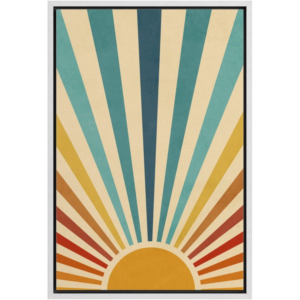 Ashbrook Framed Canvas Print Wall Art Sun with Blue, Red