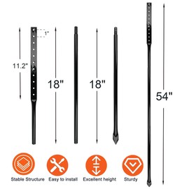 Metal Stakes for Yard Signs, 54-Inch Heavy Duty Posts, Black, 2-Pack