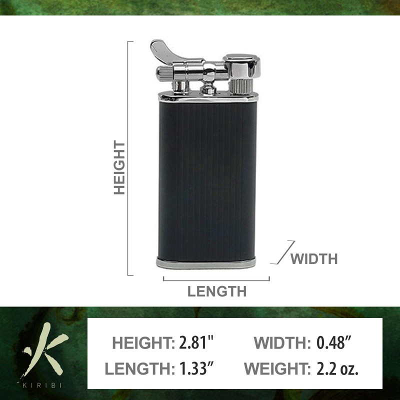Kiribi Kabuto Japanese Pipe Lighter - Soft Angled Flame, Adjustable,