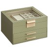 SONGMICS Caja de Joyas, 3 Niveles, Tapa de Cristal, 2