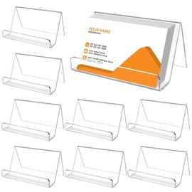 Pack of 8 Acrylic Business Card Holder for Desk, Transparent Business Card Holder, Business Card Display Organiser for Business Cards Displays, Exhibitions, Offices