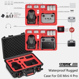 STARTRC Mini 4 Pro Waterproof Hard Carrying Case for DJI Mini 3 Pro/3 Accessories, Travel Case for Fly More Combo (RC2/RC/N1/N2 Controller)