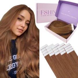 Fshine Tape in Hair Extensions Human Hair 24 Inches Color 330 Auburn Extensions Human Hair Tape ins Thick Hair Extensions 50g Real Human Hair 20Pcs Remy Hair for Women