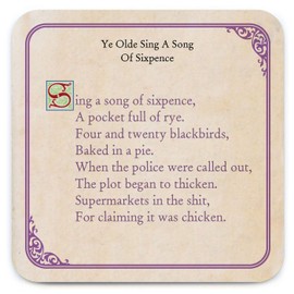 Brainbox Candy - Funny Rude 'Sing A Song Of Sixpence Coaster' - Small Gift Ideas For Him Her - Friends Birthday - Housewarming Present - New Home Gift - Funny Gifts For Women Men