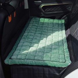 AEEISHOMEREFORM Backseat Pet Bed Mat, Plaid Dog Bed for Car Back Seat, Furry Couch Covers for Loveseats, Non-Slip Travel Pet Mat, Custom Fit for Backseat Extenders (Green, 24.8x54 inch)