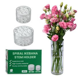 GOKOZIKI 2PCS Clear Spiral Ikebana Stem Holder for Flower Bouquets, Perfect Size and Design, Sturdy and Duarable, Hanataba Flower Arranger Twist, Floral Arrangement Holder, Bouquet Twister