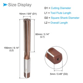 CoCud Hand Reamer, 16mm Cutting Diameter 8 Flutes H8, Alloy Steel Straight Shank Reaming Drill Bit - (Applications: for Aluminum Iron Copper Plastic Wood)