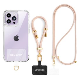 Lawonda 2 Pads Phone Lanyard Adjustable Crossbody Cell Phone Neck Strap Universal Mobile Phone Wrist Lanyard + 2pcs Cellphone Patch Tether Tab for Travel Essentials Lemonade Pink